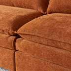 Divano sezionale modulare a L MAYEERTY 108 pollici in ciniglia beige con pouf per soggiorno