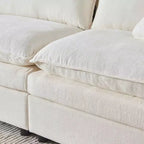 Divano sezionale modulare a L MAYEERTY 108 pollici in ciniglia beige con pouf per soggiorno