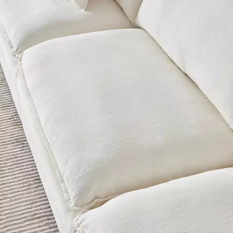 Divano sezionale modulare a L MAYEERTY 108 pollici in ciniglia beige con pouf per soggiorno