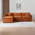 Divano sezionale modulare a L MAYEERTY 108 pollici in ciniglia beige con pouf per soggiorno