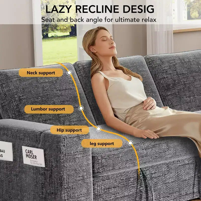 Dyonery Divano Letto, 82 Pollici Divano Estraibile con Schienale Reclinabile/Chaise Longue Reversibile con Contenitore, Divano a L 3 in 1, Montaggio Senza Attrezzi