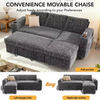Dyonery Divano Letto, 82 Pollici Divano Estraibile con Schienale Reclinabile/Chaise Longue Reversibile con Contenitore, Divano a L 3 in 1, Montaggio Senza Attrezzi