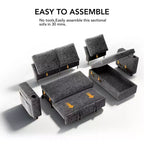Dyonery Divano Letto, 82 Pollici Divano Estraibile con Schienale Reclinabile/Chaise Longue Reversibile con Contenitore, Divano a L 3 in 1, Montaggio Senza Attrezzi