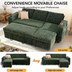 Dyonery Divano Letto, 82 Pollici Divano Estraibile con Schienale Reclinabile/Chaise Longue Reversibile con Contenitore, Divano a L 3 in 1, Montaggio Senza Attrezzi
