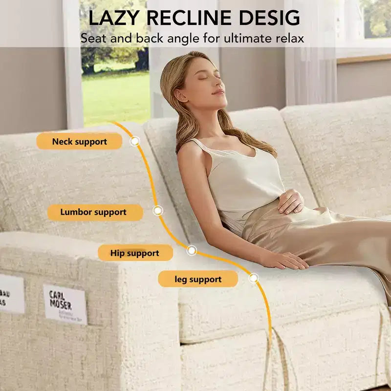 Dyonery Divano Letto, 82 Pollici Divano Estraibile con Schienale Reclinabile/Chaise Longue Reversibile con Contenitore, Divano a L 3 in 1, Montaggio Senza Attrezzi