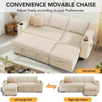 Dyonery Divano Letto, 82 Pollici Divano Estraibile con Schienale Reclinabile/Chaise Longue Reversibile con Contenitore, Divano a L 3 in 1, Montaggio Senza Attrezzi
