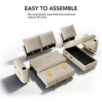 Dyonery Divano Letto, 82 Pollici Divano Estraibile con Schienale Reclinabile/Chaise Longue Reversibile con Contenitore, Divano a L 3 in 1, Montaggio Senza Attrezzi