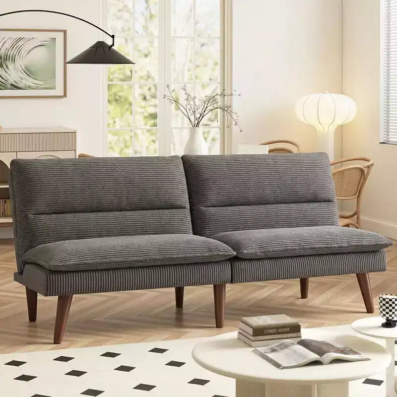 JIONJOY 67 Divano Letto Futon Convertibile in Velluto a Coste, Divano Reclinabile 3-in-1 per Piccoli Spazi, Divano Letto Compatto per Appartamento, Camera degli Ospiti