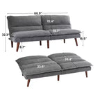 JIONJOY 67 Divano Letto Futon Convertibile in Velluto a Coste, Divano Reclinabile 3-in-1 per Piccoli Spazi, Divano Letto Compatto per Appartamento, Camera degli Ospiti