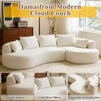 Divano componibile curvo Dyonery 122, comodo divano con chaise longue, divano moderno "nuvola" con seduta profonda, rivestimento in pile di agnello