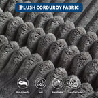 Chaise longue oversize in velluto a coste da 64 pollici, divano letto senza struttura con portabicchieri e 2 cuscini, nessun montaggio richiesto