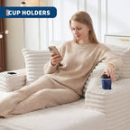 Chaise longue oversize in velluto a coste da 64 pollici, divano letto senza struttura con portabicchieri e 2 cuscini, nessun montaggio richiesto