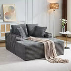 Chaise longue oversize in velluto a coste da 64 pollici, divano letto senza struttura con portabicchieri e 2 cuscini, nessun montaggio richiesto