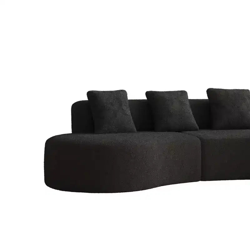 Divano modulare componibile a 5 posti curvo in velluto MAYEERTY con cuscini decorativi