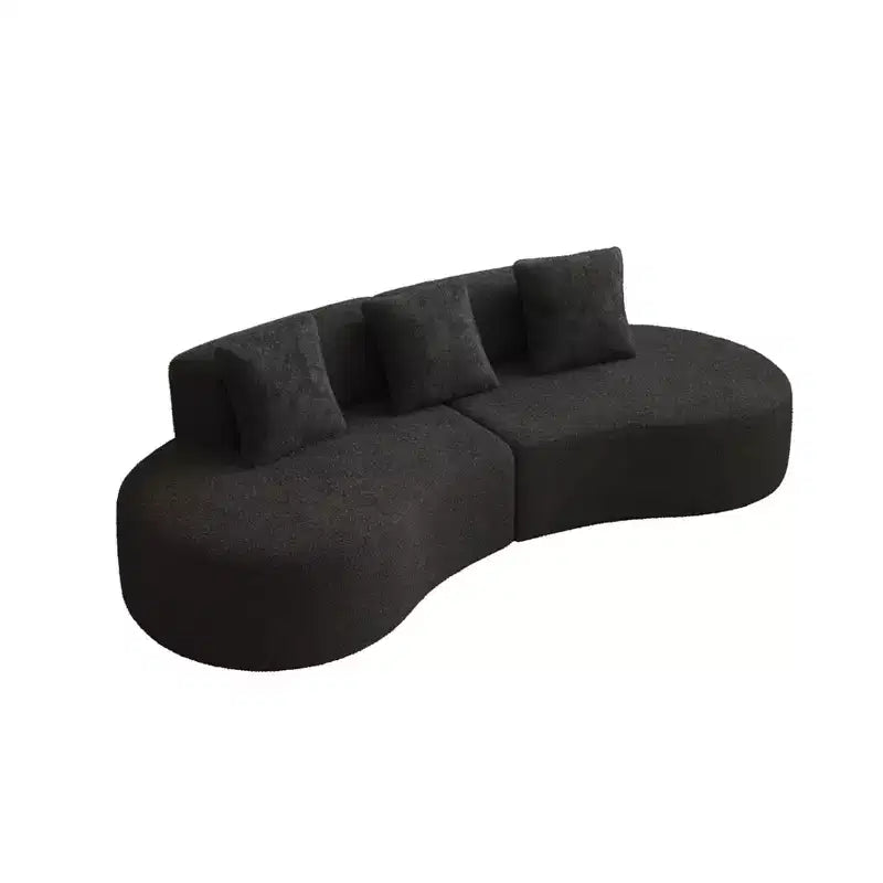 Divano modulare componibile a 5 posti curvo in velluto MAYEERTY con cuscini decorativi