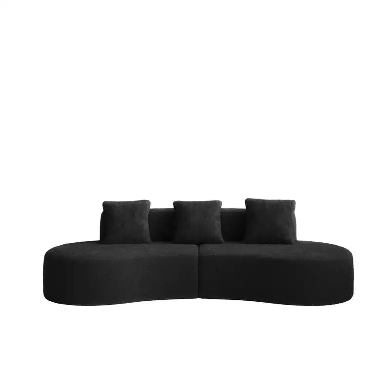 Divano modulare componibile a 5 posti curvo in velluto MAYEERTY con cuscini decorativi