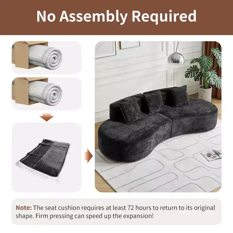 Divano modulare componibile a 5 posti curvo in velluto MAYEERTY con cuscini decorativi