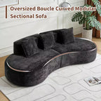 Divano modulare componibile a 5 posti curvo in velluto MAYEERTY con cuscini decorativi