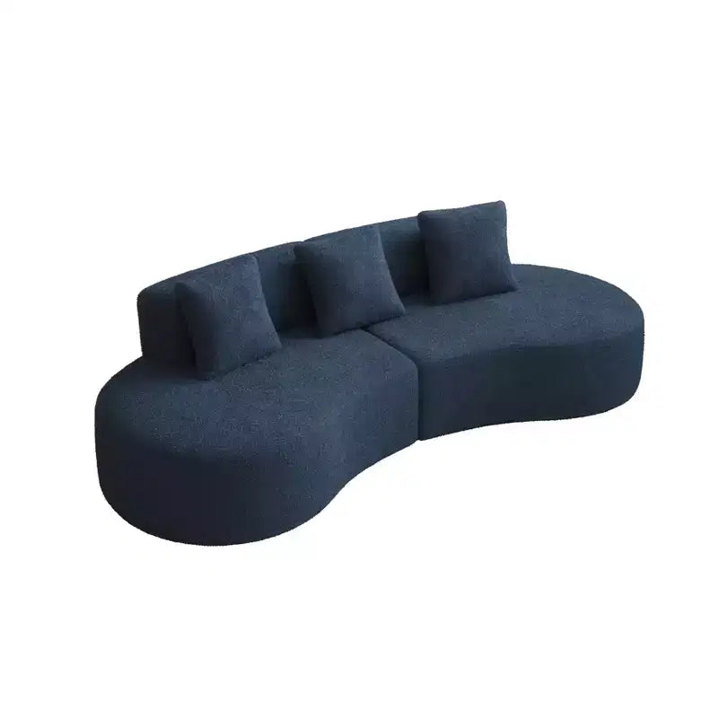 Divano modulare componibile a 5 posti curvo in velluto MAYEERTY con cuscini decorativi