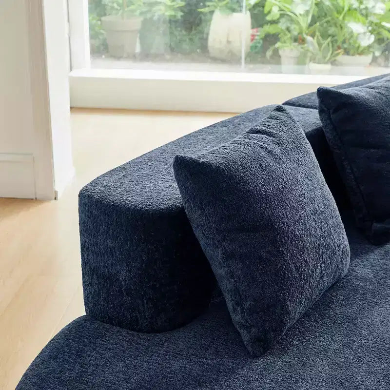 Divano modulare componibile a 5 posti curvo in velluto MAYEERTY con cuscini decorativi