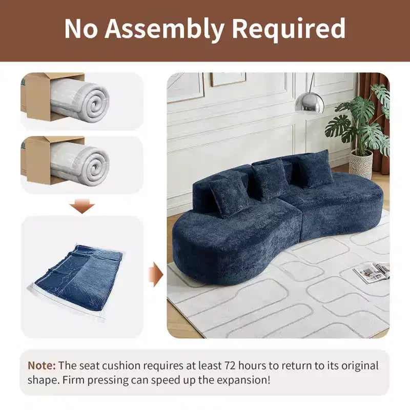 Divano modulare componibile a 5 posti curvo in velluto MAYEERTY con cuscini decorativi