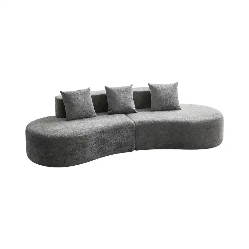 Divano modulare componibile a 5 posti curvo in velluto MAYEERTY con cuscini decorativi