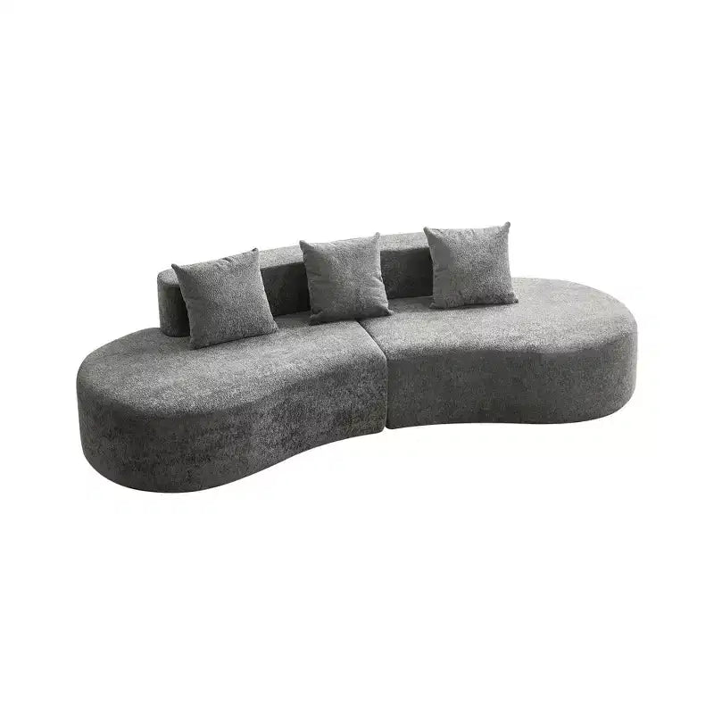 Divano modulare componibile a 5 posti curvo in velluto MAYEERTY con cuscini decorativi