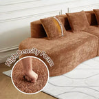Divano modulare componibile a 5 posti curvo in velluto MAYEERTY con cuscini decorativi