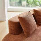 Divano modulare componibile a 5 posti curvo in velluto MAYEERTY con cuscini decorativi