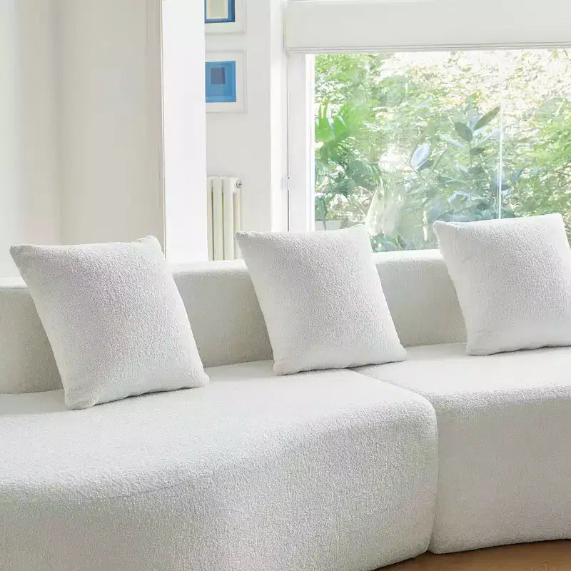 Divano modulare componibile a 5 posti curvo in velluto MAYEERTY con cuscini decorativi