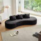 MAYEERTY Curved Velvet 5-Seater Modular Sectional Sofa with Toss Pillows