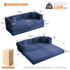 Divano Letto Convertibile in Velluto a Coste 5 in 1 con Cuscini, 79 Pollici Pieghevole Futon Sleeper con Telaio Fisso e Braccioli Rimovibili per Piccoli Spazi, Nessun Montaggio