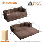 Divano Letto Convertibile in Velluto a Coste 5 in 1 con Cuscini, 79 Pollici Pieghevole Futon Sleeper con Telaio Fisso e Braccioli Rimovibili per Piccoli Spazi, Nessun Montaggio