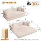 Divano Letto Convertibile in Velluto a Coste 5 in 1 con Cuscini, 79 Pollici Pieghevole Futon Sleeper con Telaio Fisso e Braccioli Rimovibili per Piccoli Spazi, Nessun Montaggio