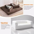 Divano Letto Convertibile in Velluto a Coste 5 in 1 con Cuscini, 79 Pollici Pieghevole Futon Sleeper con Telaio Fisso e Braccioli Rimovibili per Piccoli Spazi, Nessun Montaggio