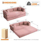 Divano Letto Convertibile in Velluto a Coste 5 in 1 con Cuscini, 79 Pollici Pieghevole Futon Sleeper con Telaio Fisso e Braccioli Rimovibili per Piccoli Spazi, Nessun Montaggio