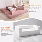 Divano Letto Convertibile in Velluto a Coste 5 in 1 con Cuscini, 79 Pollici Pieghevole Futon Sleeper con Telaio Fisso e Braccioli Rimovibili per Piccoli Spazi, Nessun Montaggio