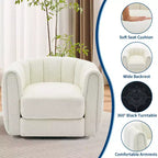2 poltrone girevoli, poltrona a barilotto in pile Teddy con rotazione a 360°, base robusta, beige per soggiorno, camera da letto, ufficio