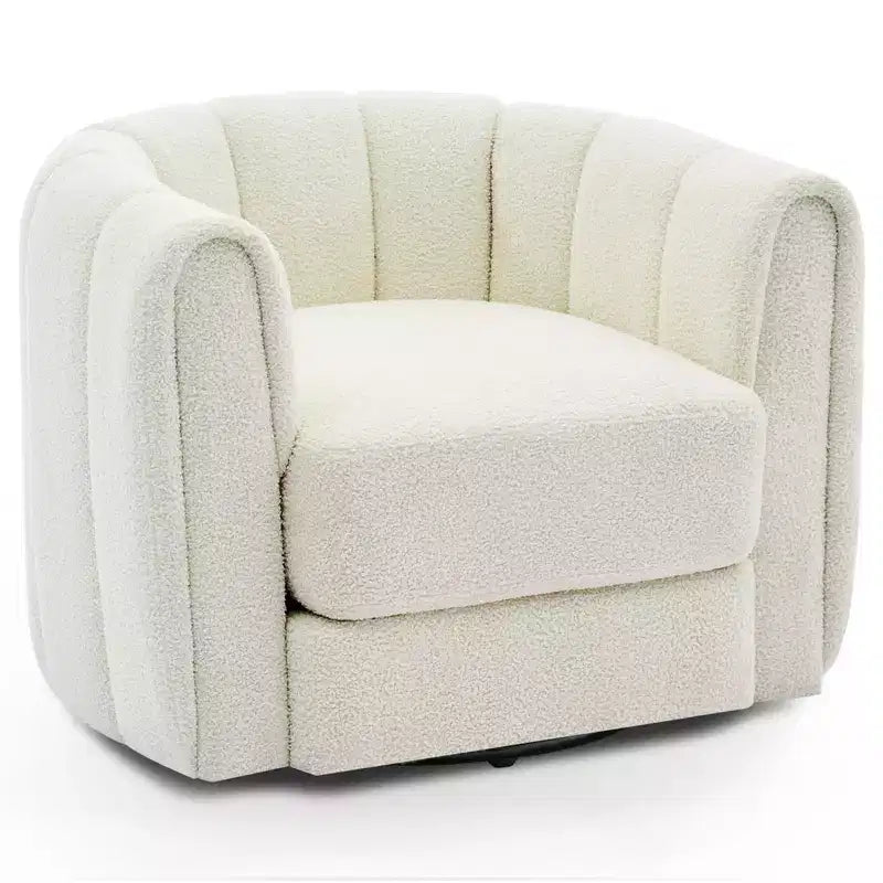 2 poltrone girevoli, poltrona a barilotto in pile Teddy con rotazione a 360°, base robusta, beige per soggiorno, camera da letto, ufficio