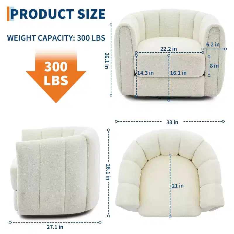 2 poltrone girevoli, poltrona a barilotto in pile Teddy con rotazione a 360°, base robusta, beige per soggiorno, camera da letto, ufficio