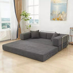 Dyonery Divano Futon Senza Braccioli da 198 cm con Struttura a Forma Fissa, Divano Letto Pieghevole 5 in 1, Divano Modulare Convertibile per Soggiorno, Velluto a Coste