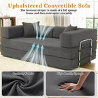Dyonery Divano Futon Senza Braccioli da 198 cm con Struttura a Forma Fissa, Divano Letto Pieghevole 5 in 1, Divano Modulare Convertibile per Soggiorno, Velluto a Coste