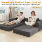 Dyonery Divano Futon Senza Braccioli da 198 cm con Struttura a Forma Fissa, Divano Letto Pieghevole 5 in 1, Divano Modulare Convertibile per Soggiorno, Velluto a Coste