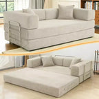 Dyonery Divano Futon Senza Braccioli da 198 cm con Struttura a Forma Fissa, Divano Letto Pieghevole 5 in 1, Divano Modulare Convertibile per Soggiorno, Velluto a Coste