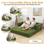 Dyonery Divano Futon Senza Braccioli da 198 cm con Struttura a Forma Fissa, Divano Letto Pieghevole 5 in 1, Divano Modulare Convertibile per Soggiorno, Velluto a Coste