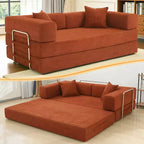 Dyonery Divano Futon Senza Braccioli da 198 cm con Struttura a Forma Fissa, Divano Letto Pieghevole 5 in 1, Divano Modulare Convertibile per Soggiorno, Velluto a Coste