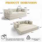 Dyonery Divano Futon Senza Braccioli da 198 cm con Struttura a Forma Fissa, Divano Letto Pieghevole 5 in 1, Divano Modulare Convertibile per Soggiorno, Velluto a Coste