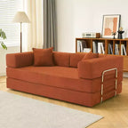 Dyonery Divano Futon Senza Braccioli da 198 cm con Struttura a Forma Fissa, Divano Letto Pieghevole 5 in 1, Divano Modulare Convertibile per Soggiorno, Velluto a Coste