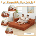 Dyonery Divano Futon Senza Braccioli da 198 cm con Struttura a Forma Fissa, Divano Letto Pieghevole 5 in 1, Divano Modulare Convertibile per Soggiorno, Velluto a Coste
