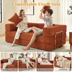 Dyonery Divano Futon Senza Braccioli da 198 cm con Struttura a Forma Fissa, Divano Letto Pieghevole 5 in 1, Divano Modulare Convertibile per Soggiorno, Velluto a Coste